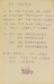 Ein Selbstbild, 1910, Gedicht von Egon Schiele